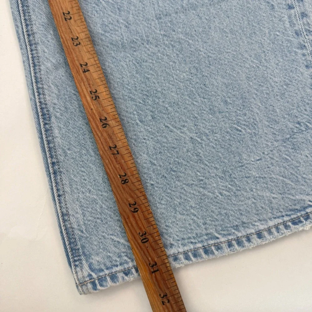 American Eagle Low Rise Baggy Wide Leg Light Wash Jeans Womens 8 Stretch 31‎ - Picture 7 of 9